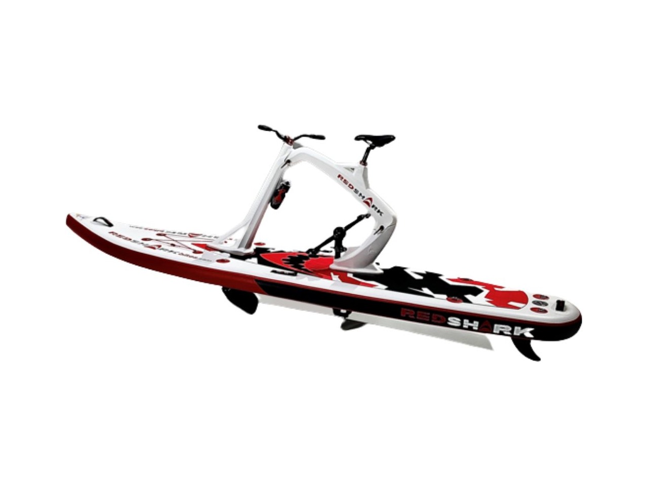 Red Shark Bike Enjoy studiofoto met wit frame op het board